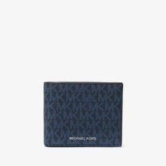 Michael Kors Cooper Logo Billfold Wallet With Passcase Admrl-Plblue