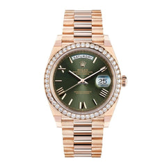 Rolex | Day-Date | 228345RBR | Rose gold | 40 mm | Rose gold | Green | Automatic