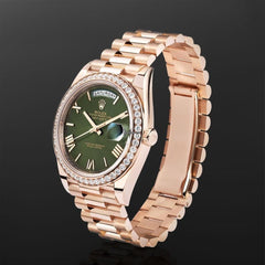 Rolex | Day-Date | 228345RBR | Rose gold | 40 mm | Rose gold | Green | Automatic