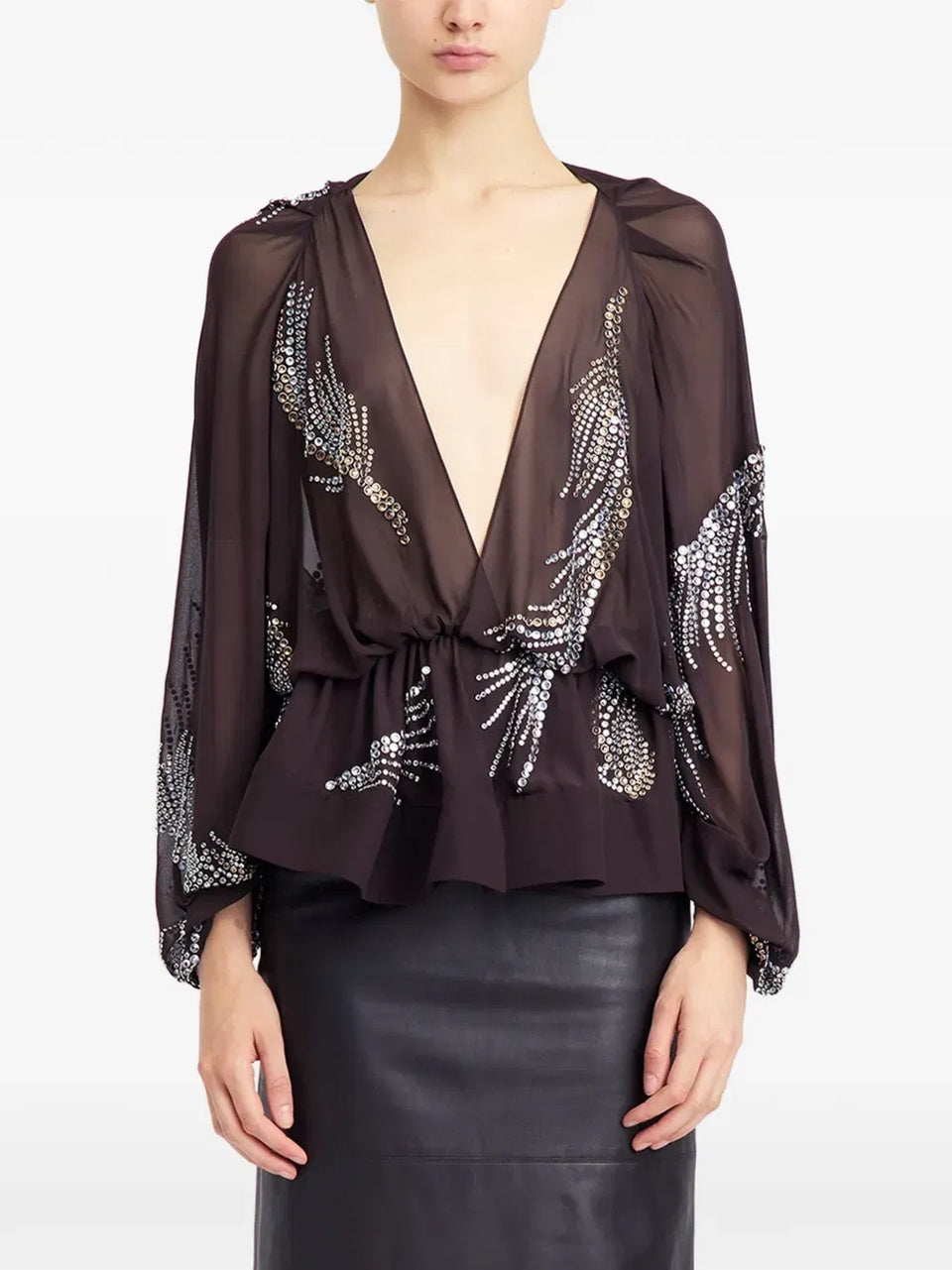 Tula embellished long-sleeve top