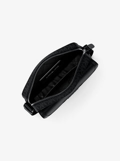 Michael Kors Cooper Medium Pebbled Leather and Signature Logo Camera Crossbody Bag Black