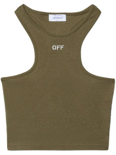 logo-embroidered ribbed tank top