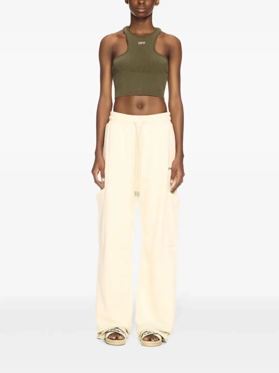 logo-embroidered ribbed tank top