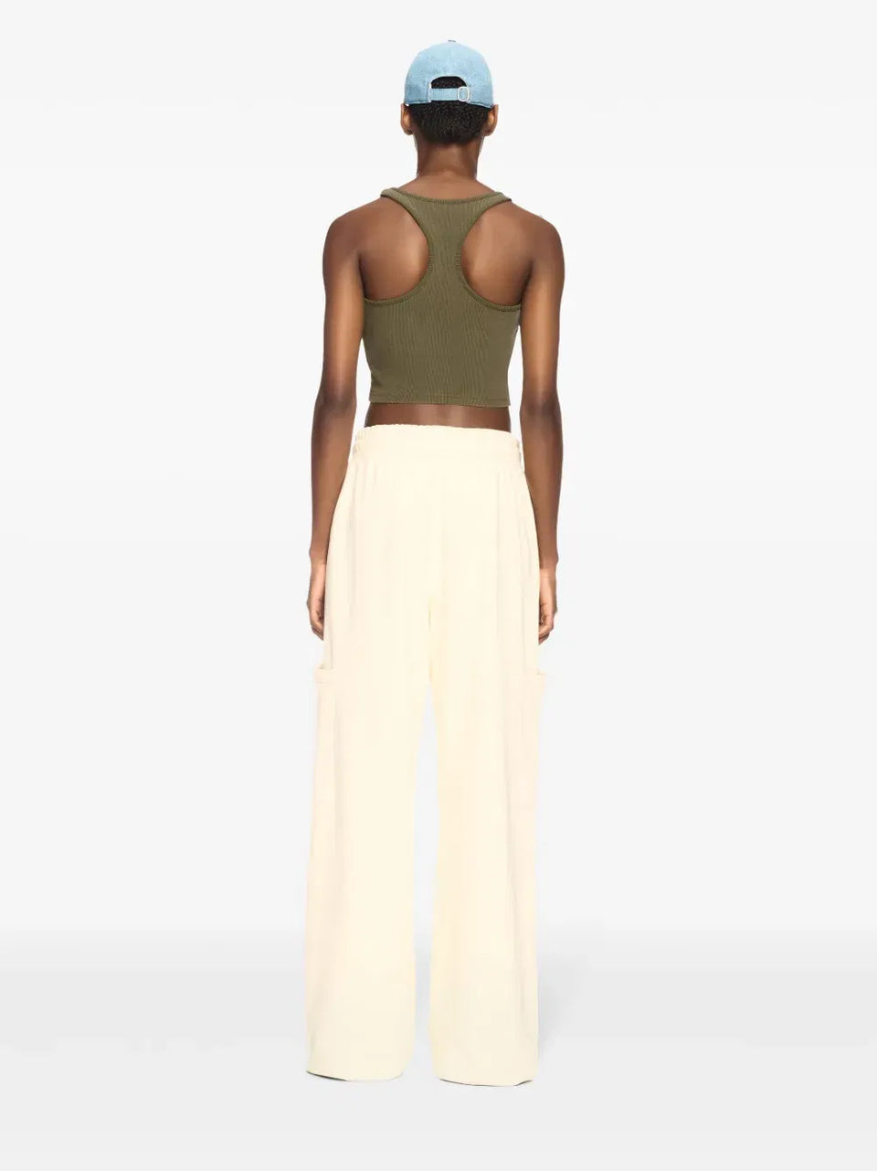 logo-embroidered ribbed tank top