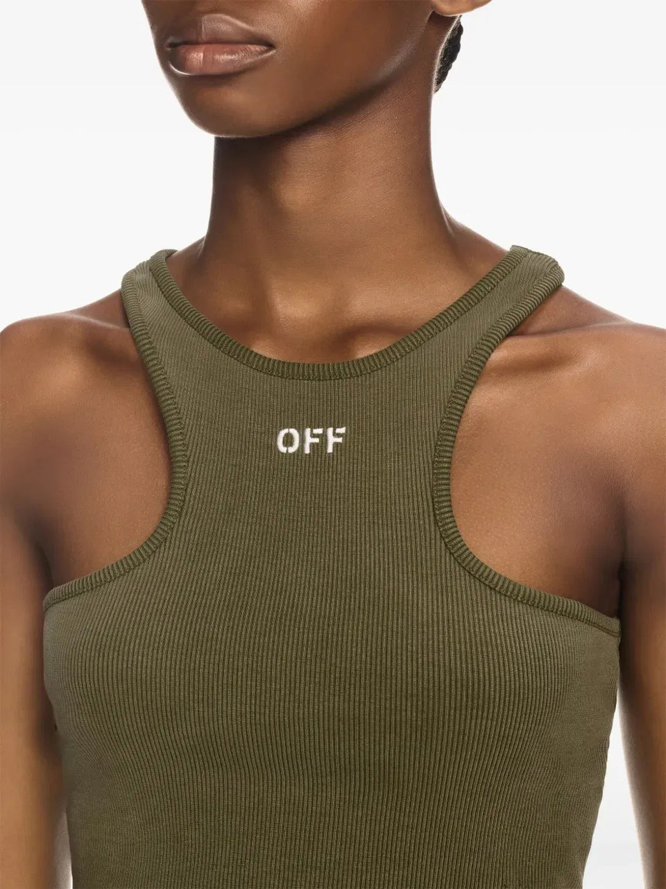 logo-embroidered ribbed tank top