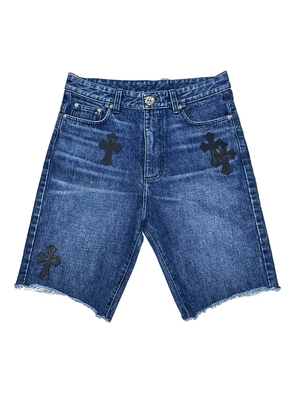 patch-detail denim shorts