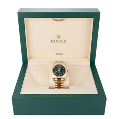 Rolex | Day-Date | 228348RBR | Yellow gold | 40 mm | Yellow gold | Green | Automatic
