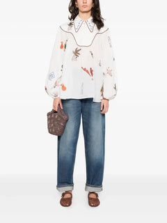 Mina collar graphic blouse