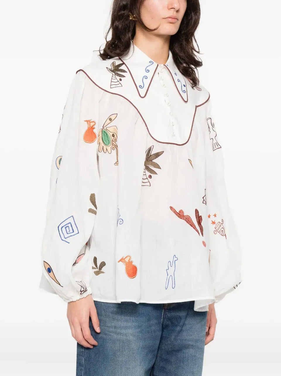 Mina collar graphic blouse