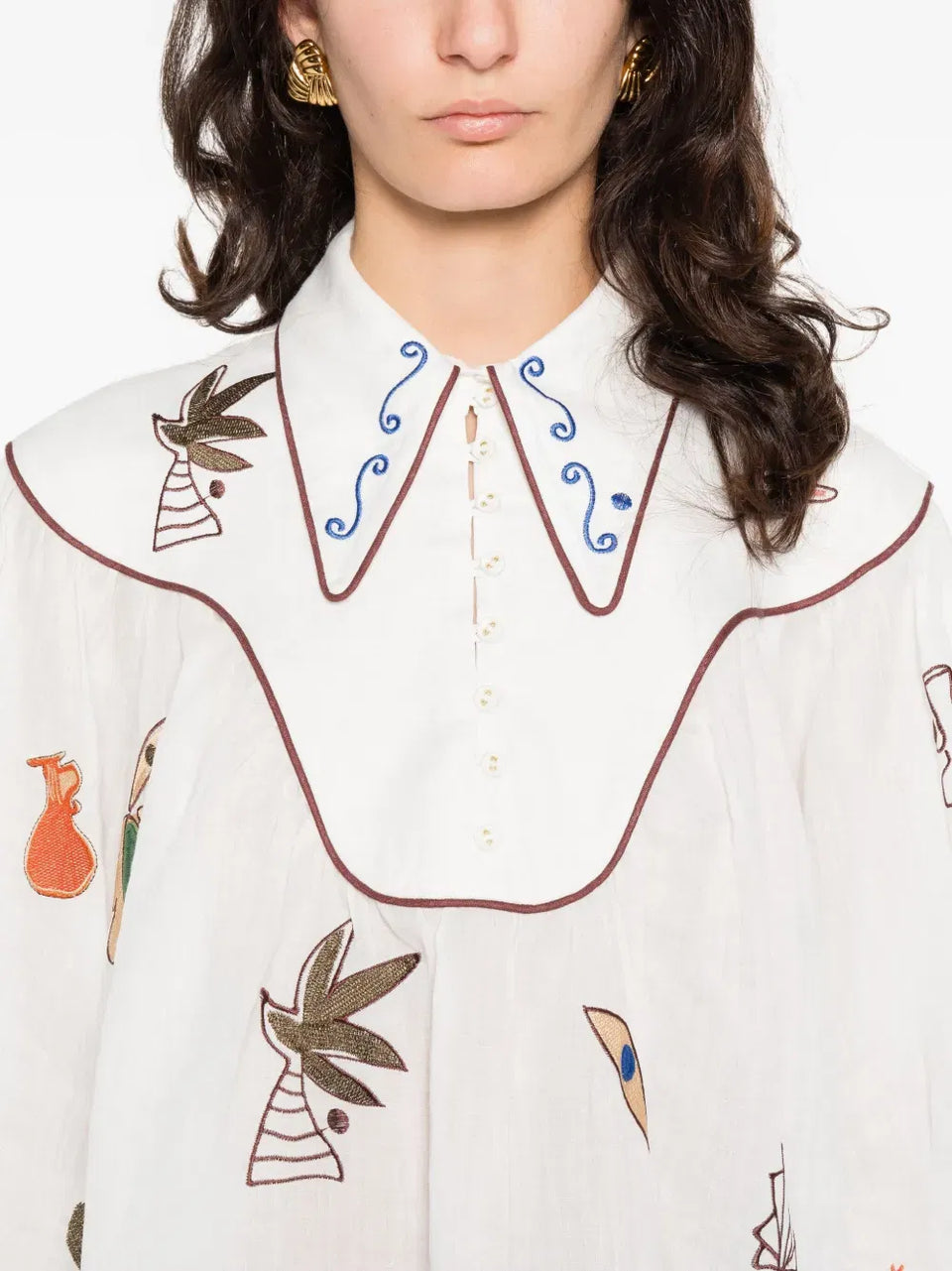 Mina collar graphic blouse