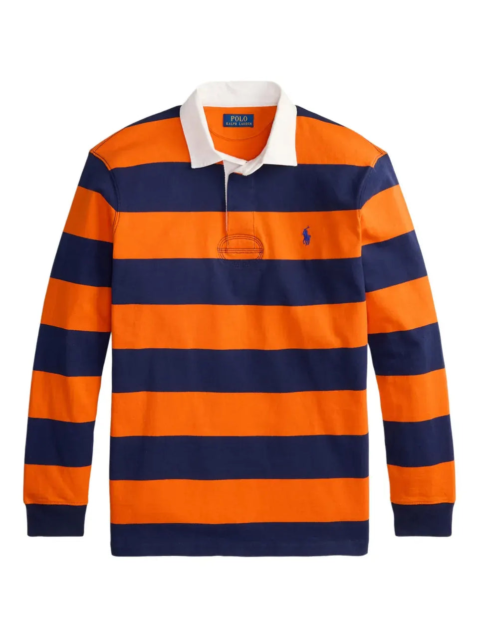 point-collar striped polo shirt