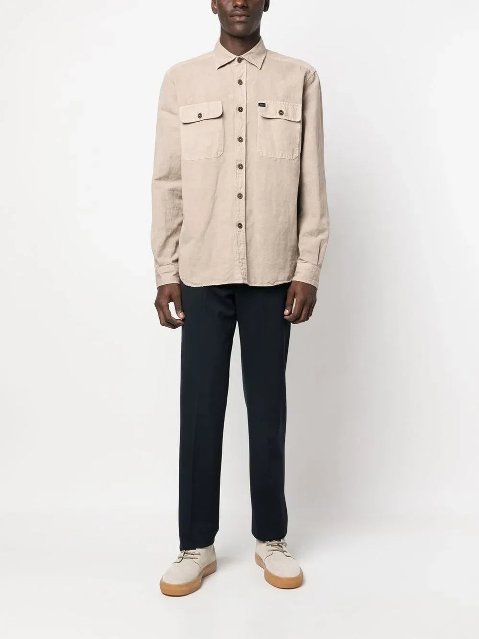 logo-patch button-up shirt