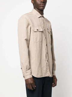 logo-patch button-up shirt