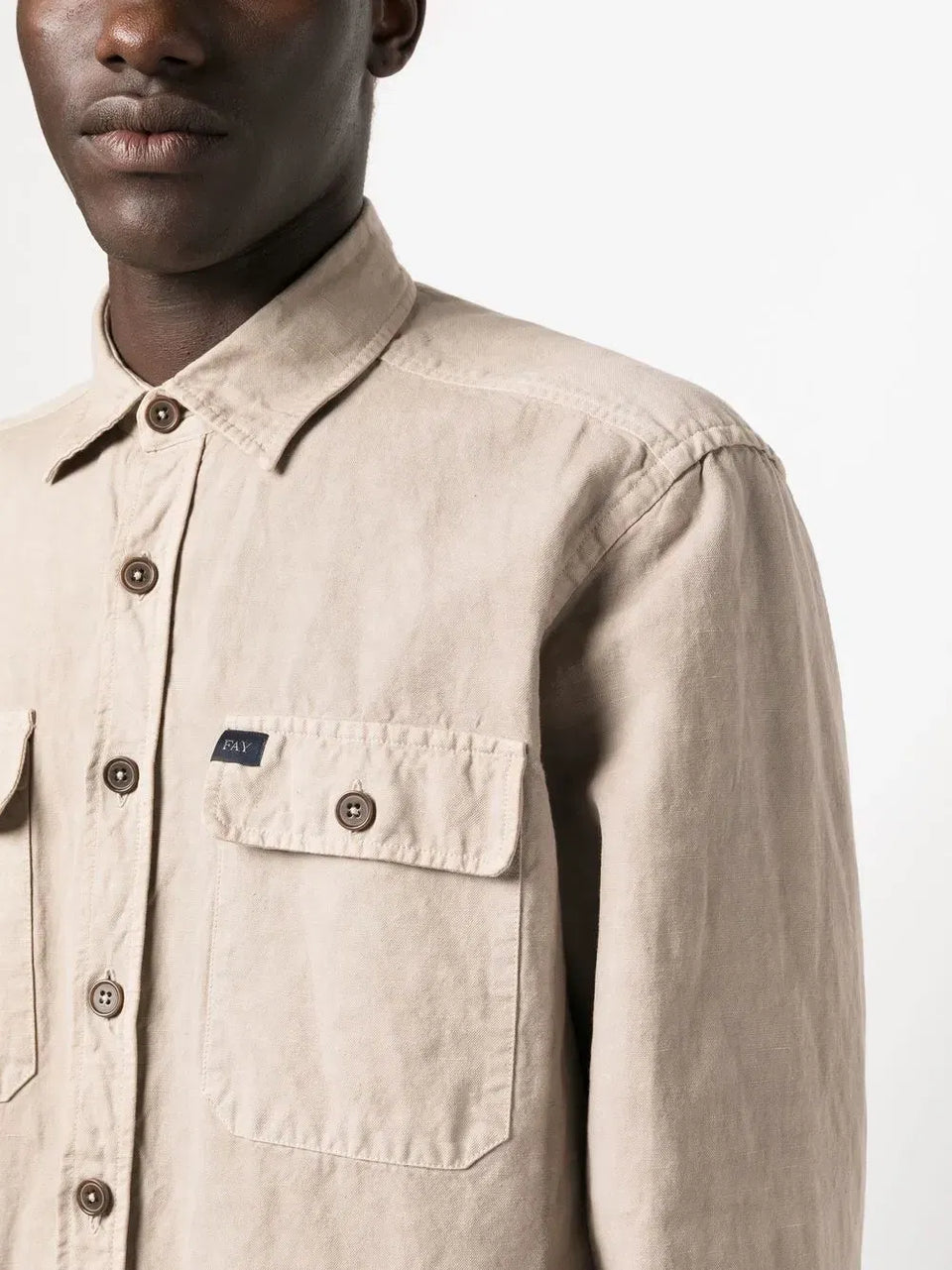 logo-patch button-up shirt