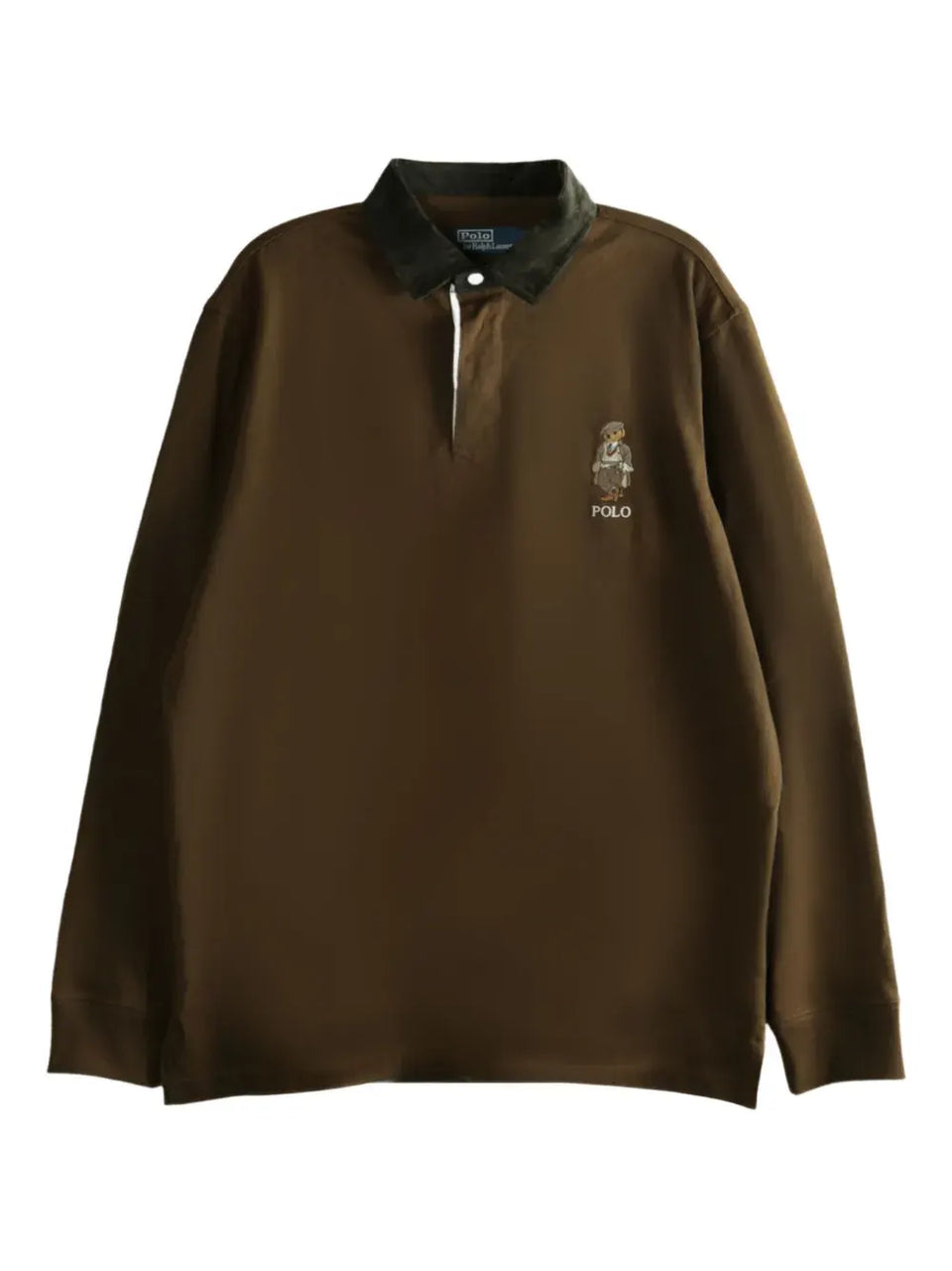 bear-embroidered rugby polo shirt