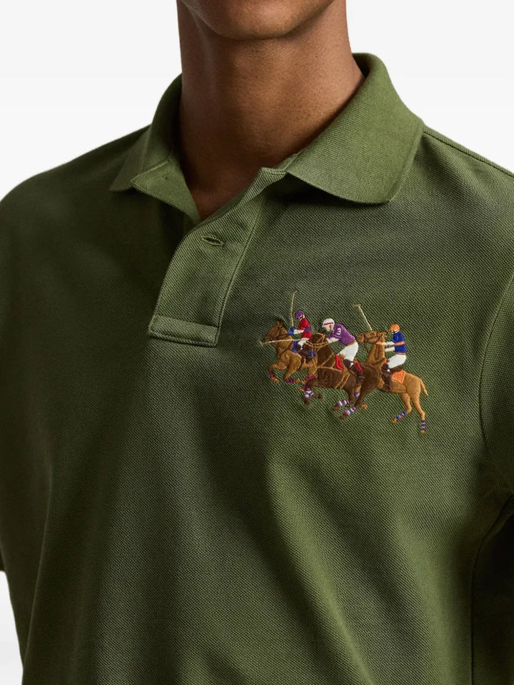 embroidered triple-pony polo shirt