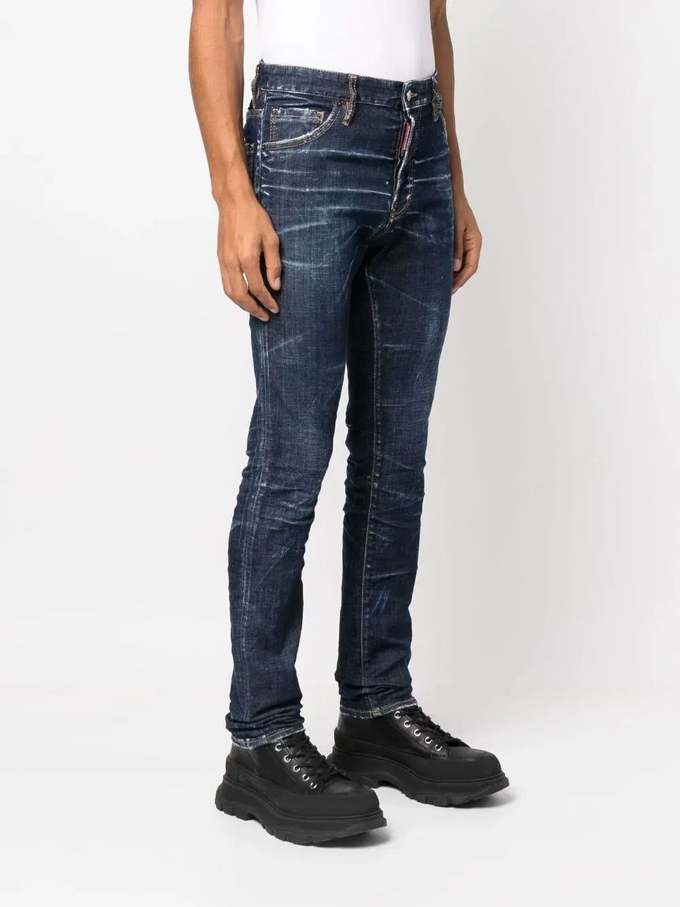 logo-patch slim-cut jeans