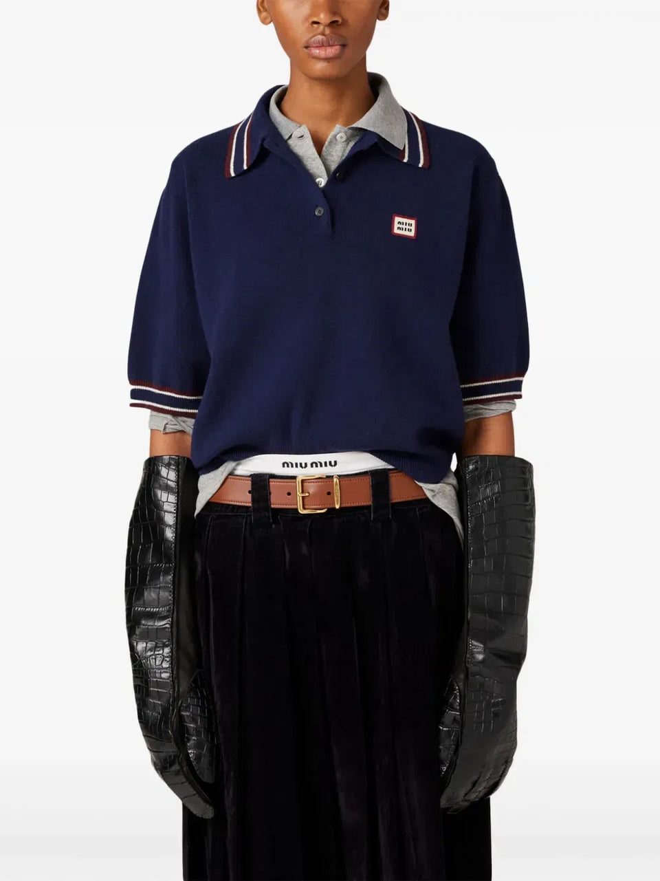 logo-patch polo sweater