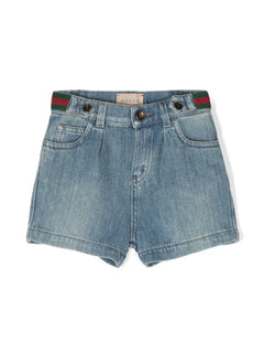 Web-detail denim shorts