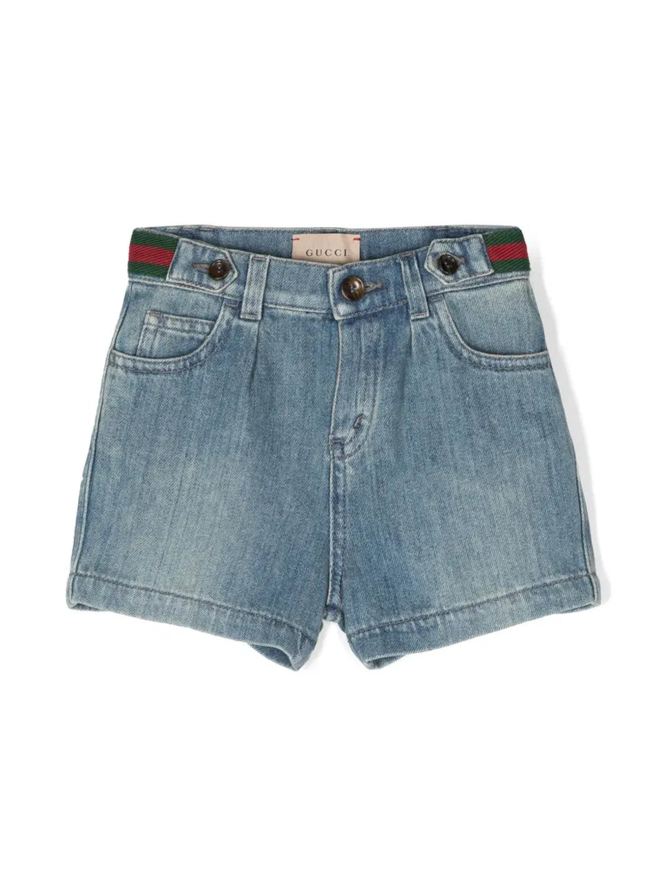 Web-detail denim shorts
