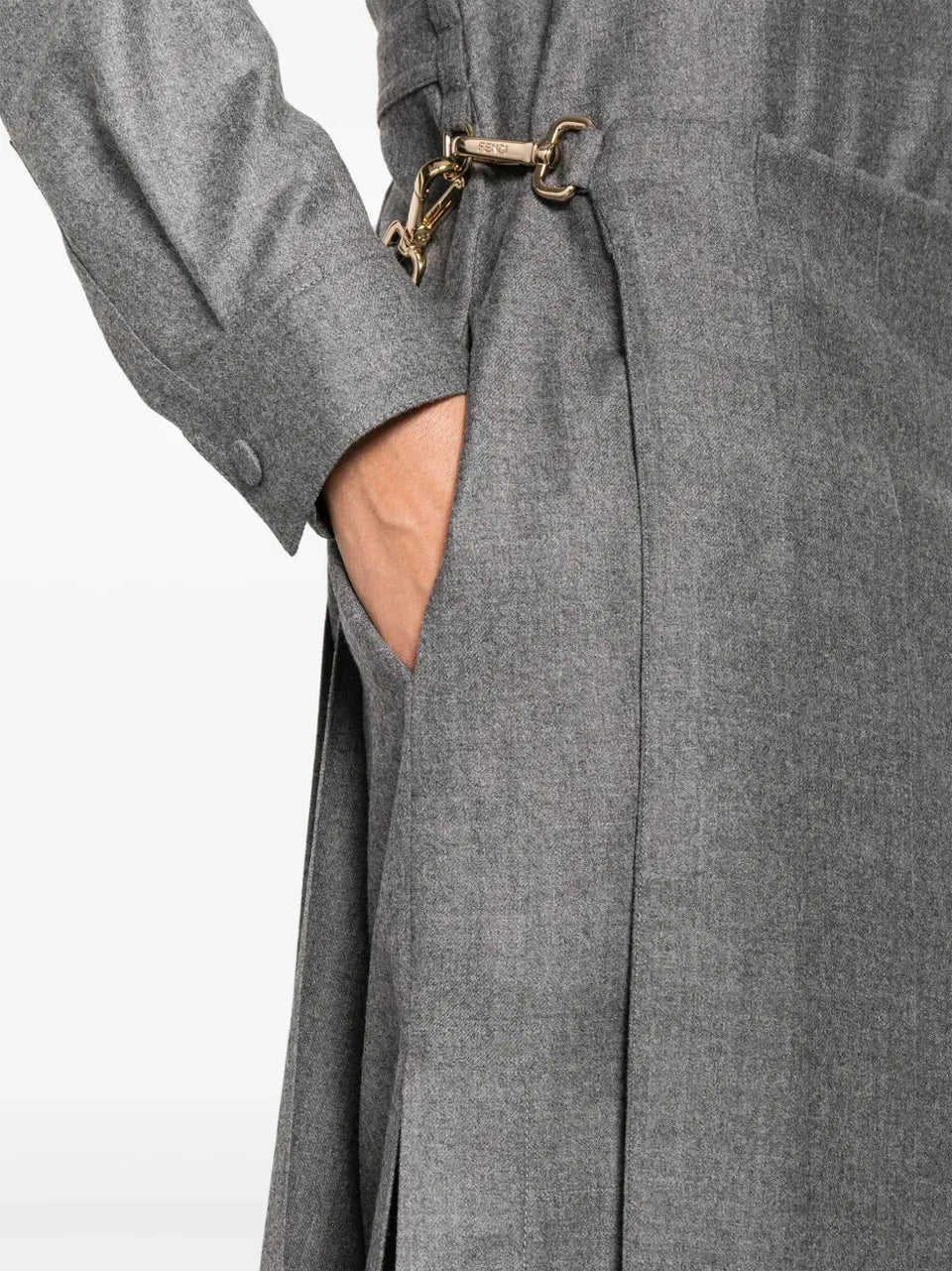 spread-collar pleated midi dress