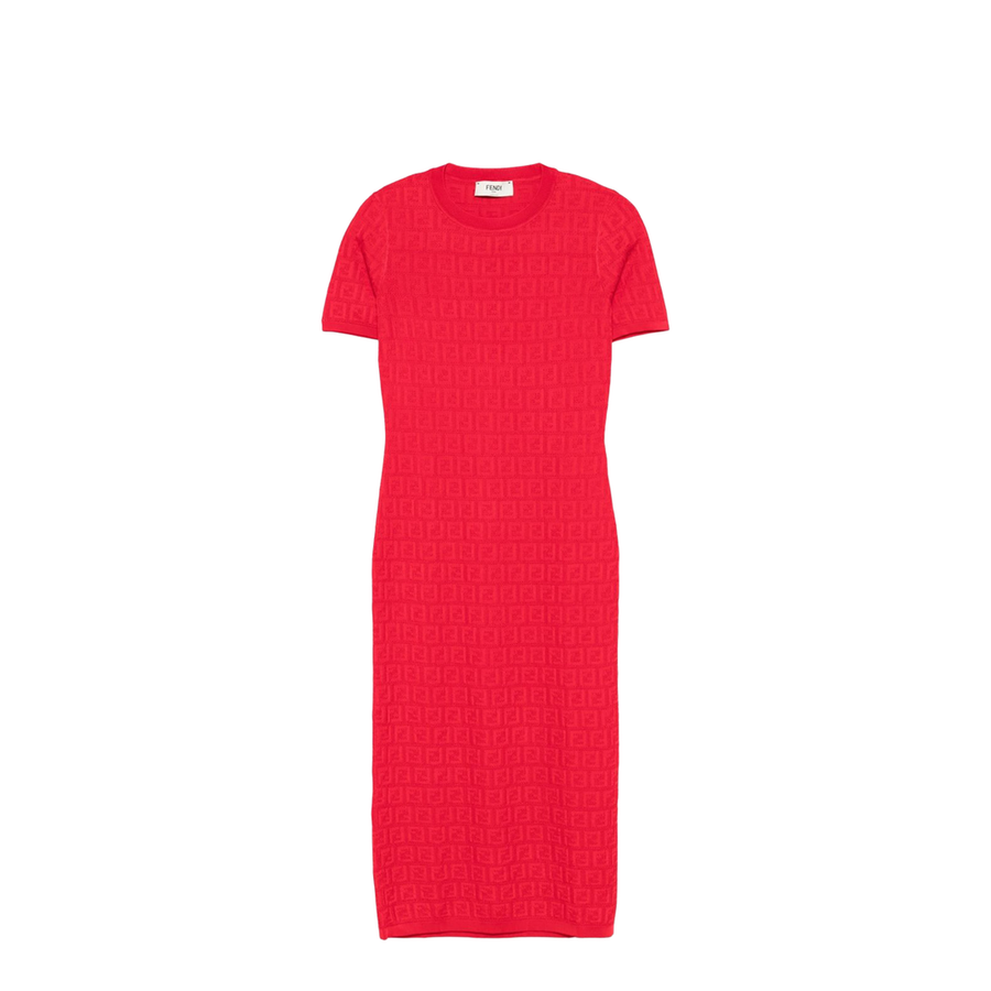 Fitted Midi Dress Red