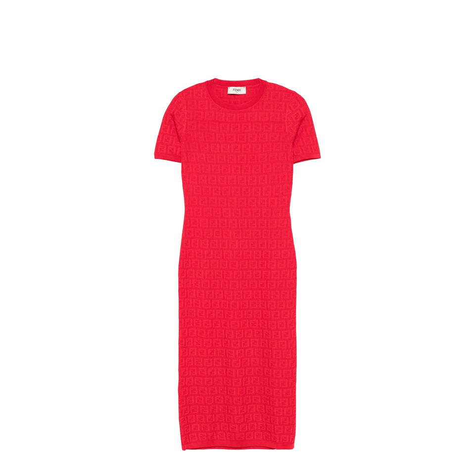 Fitted Midi Dress Red