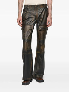 leather moto cargo trousers