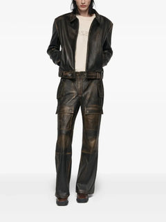 leather moto cargo trousers