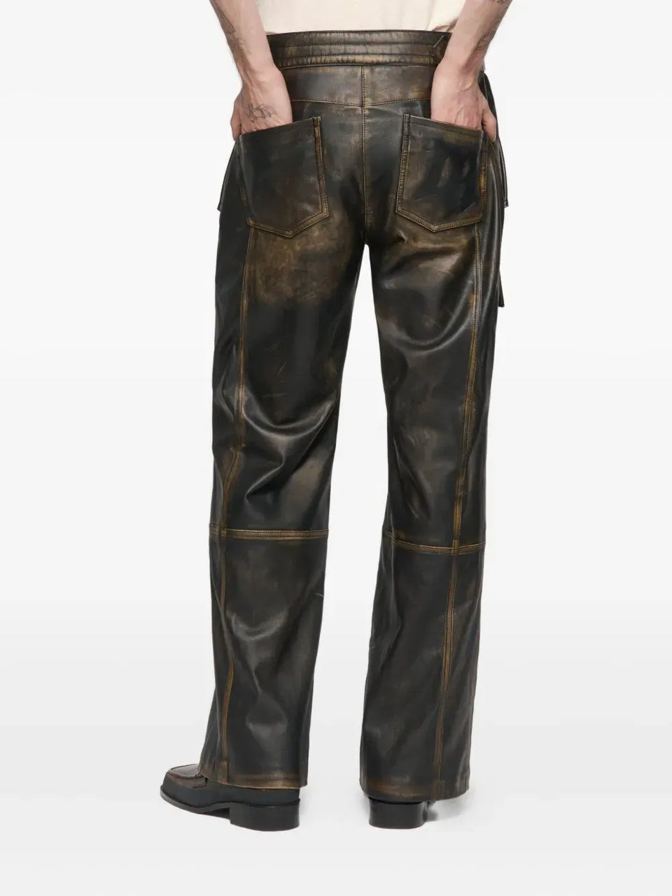 leather moto cargo trousers