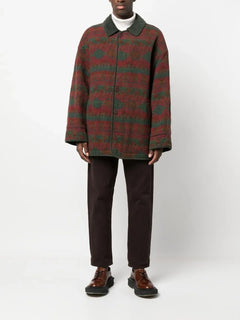 1980s argyle pattern wool coat