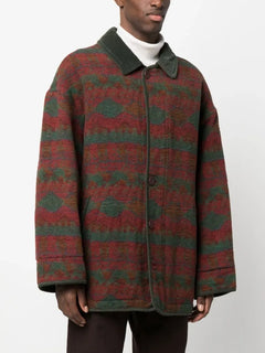 1980s argyle pattern wool coat
