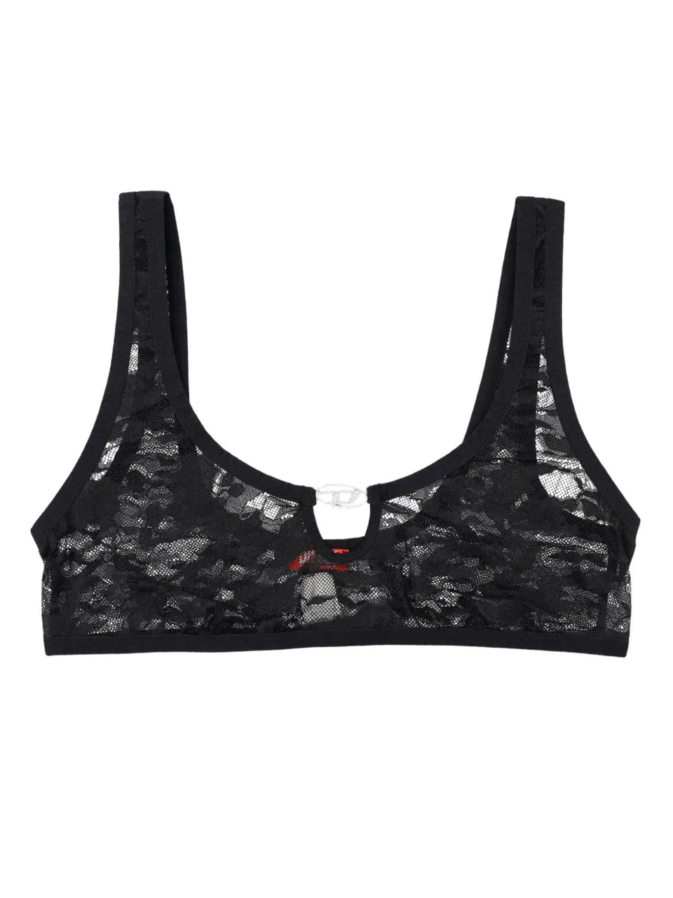 logo-plaque lace bralette