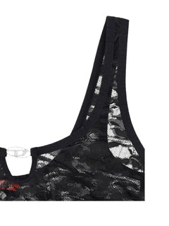 logo-plaque lace bralette