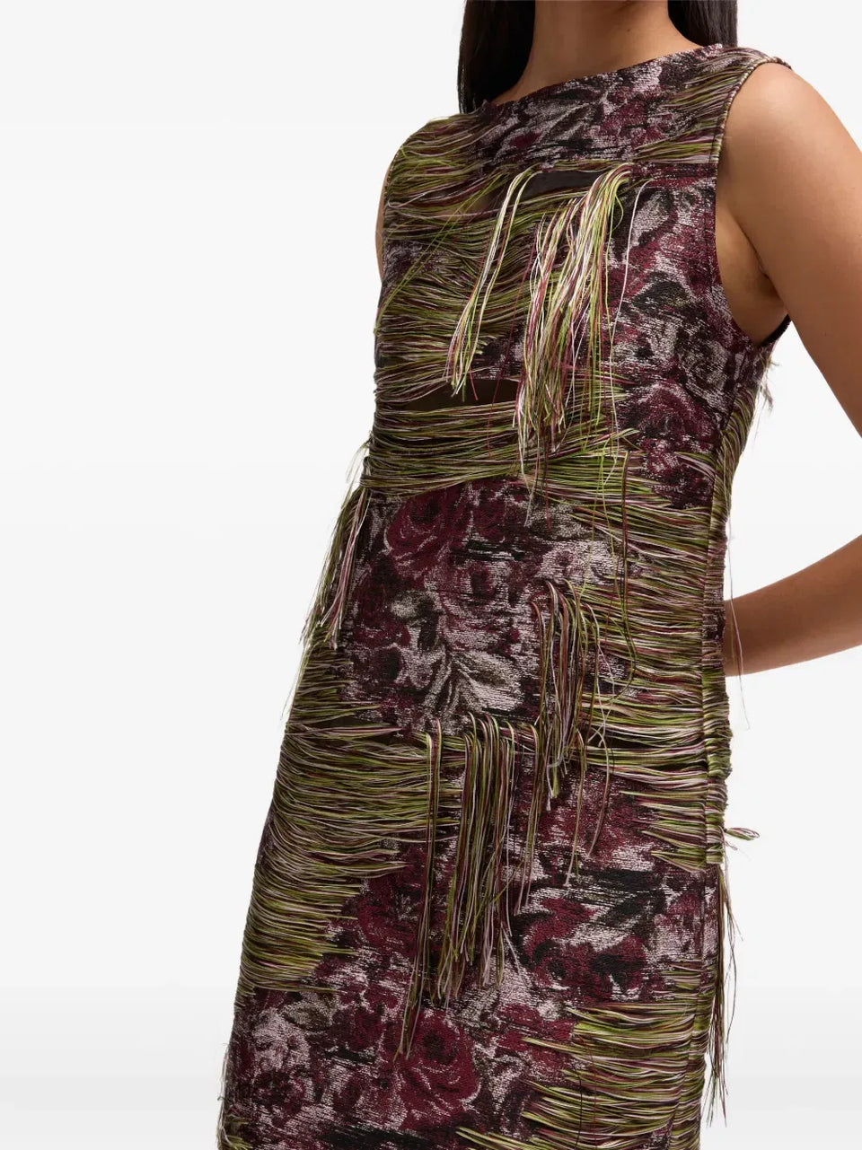 tapestry fringed mini dress