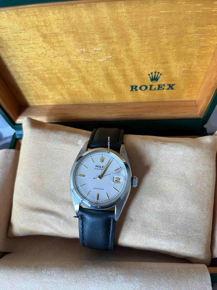 Rolex | Oyster | 6066 | Steel | 30 mm | Leather | White | Manual winding