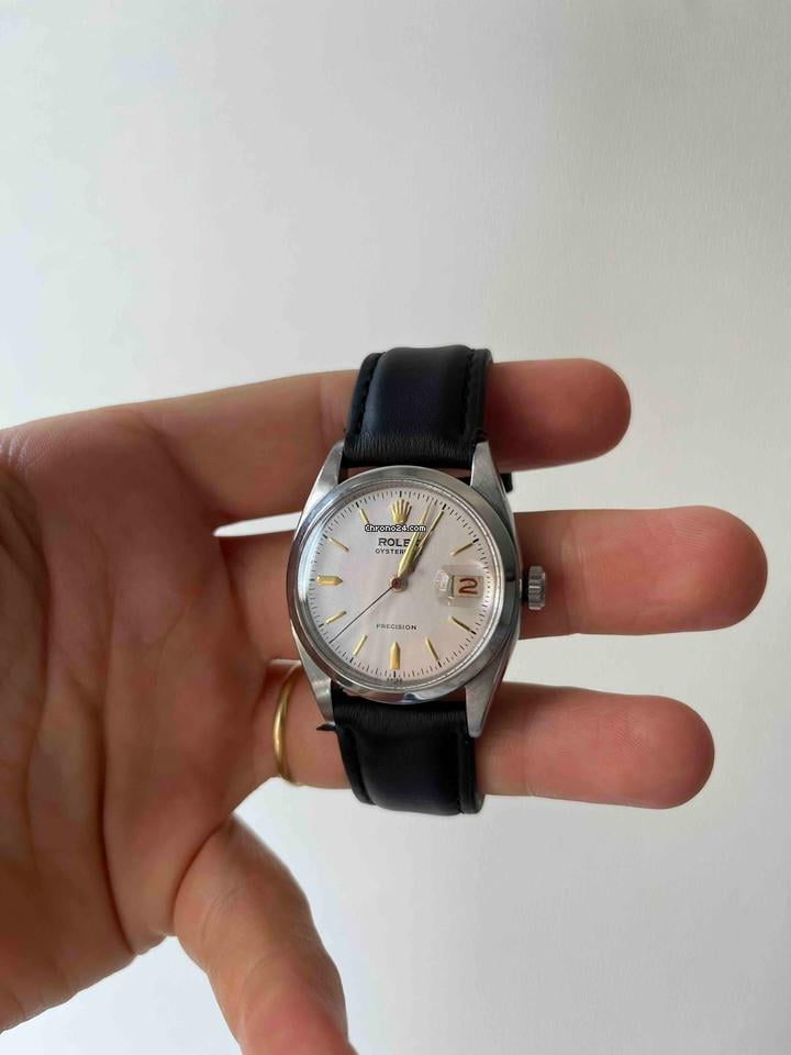 Rolex | Oyster | 6066 | Steel | 30 mm | Leather | White | Manual winding