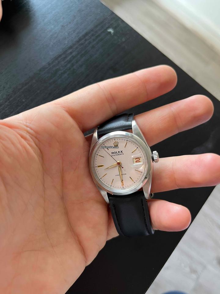 Rolex | Oyster | 6066 | Steel | 30 mm | Leather | White | Manual winding