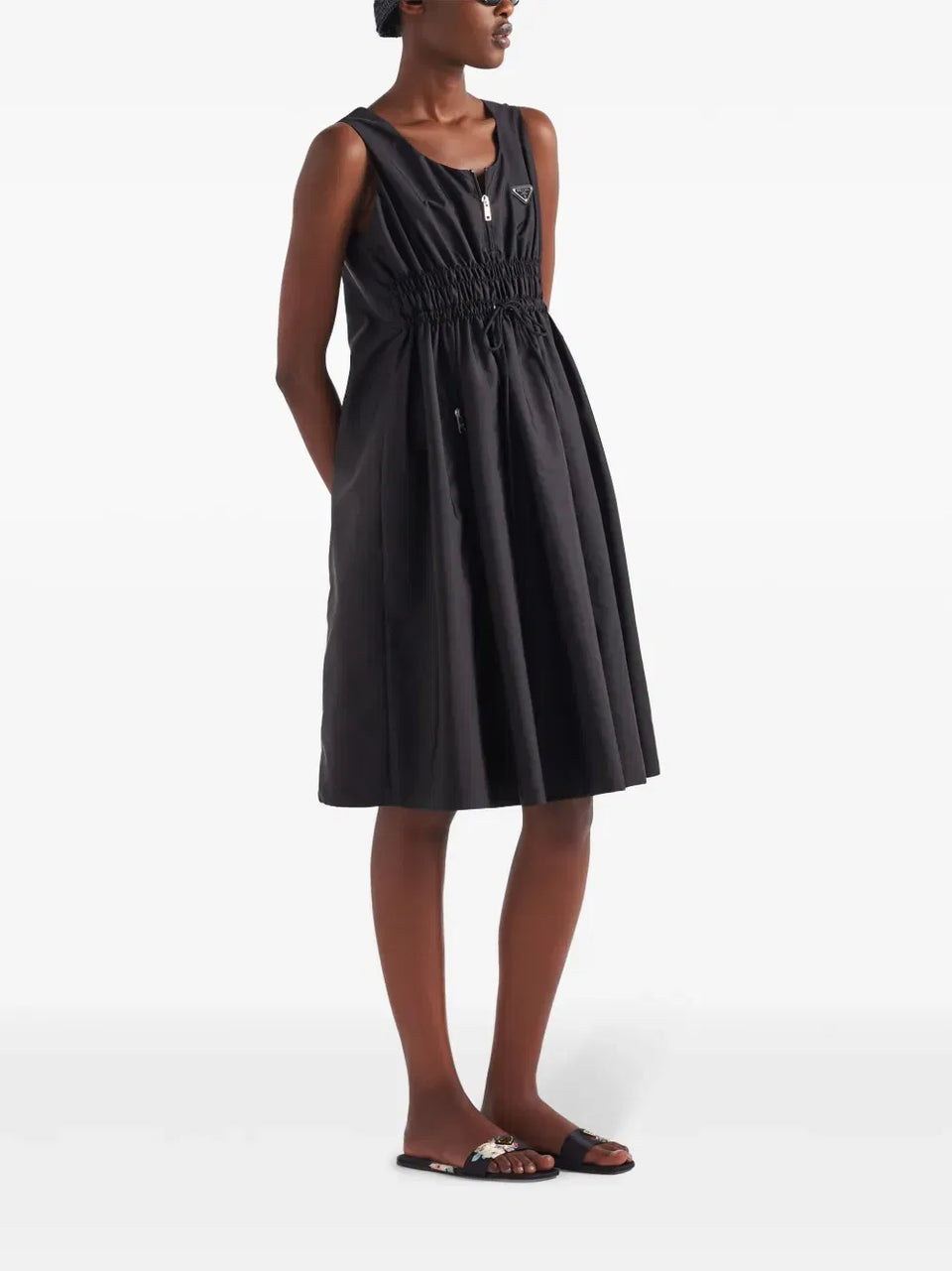 logo-appliqué Re-Nylon midi dress