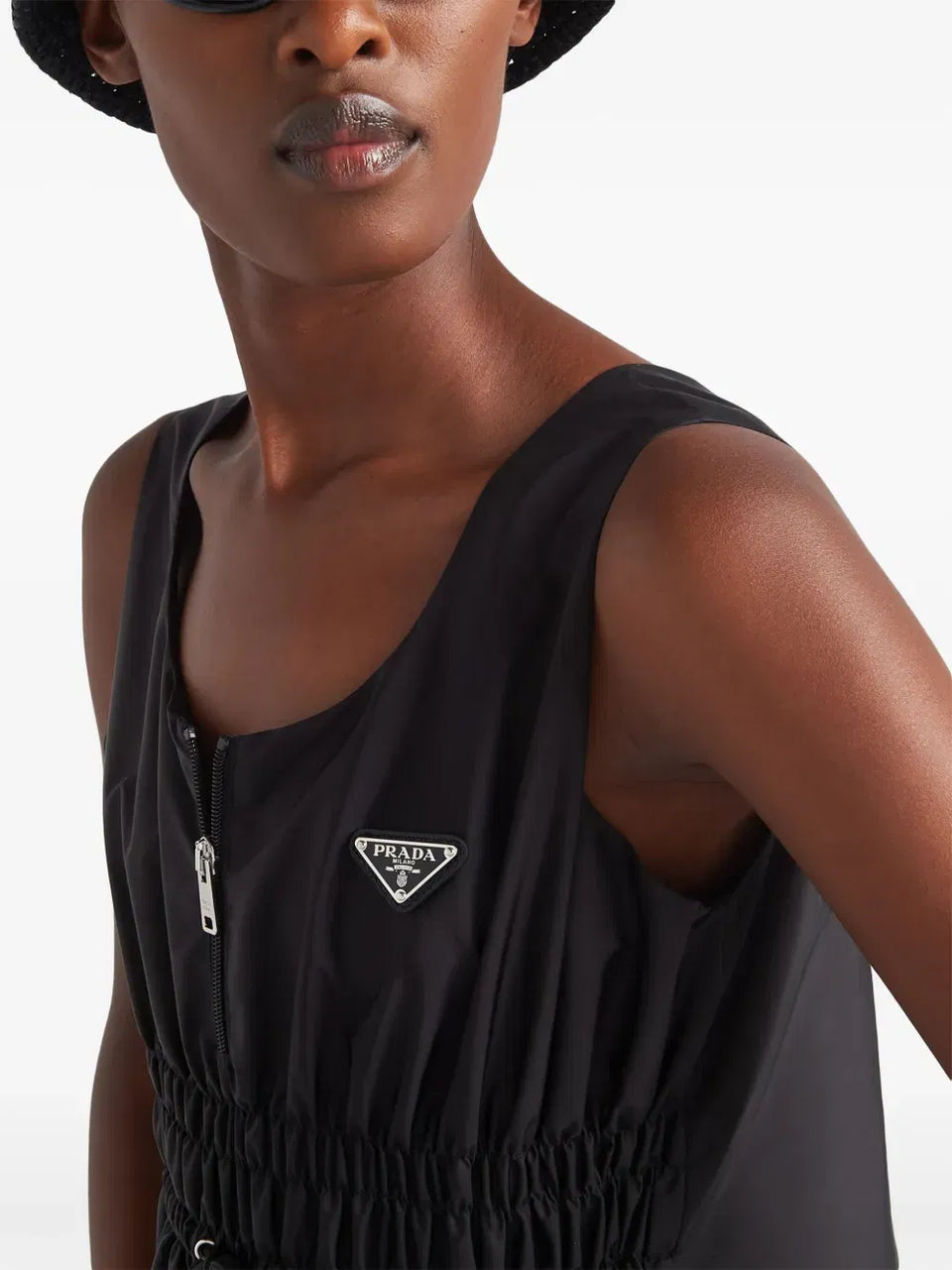 logo-appliqué Re-Nylon midi dress