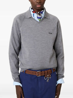 intarsia collared sweater