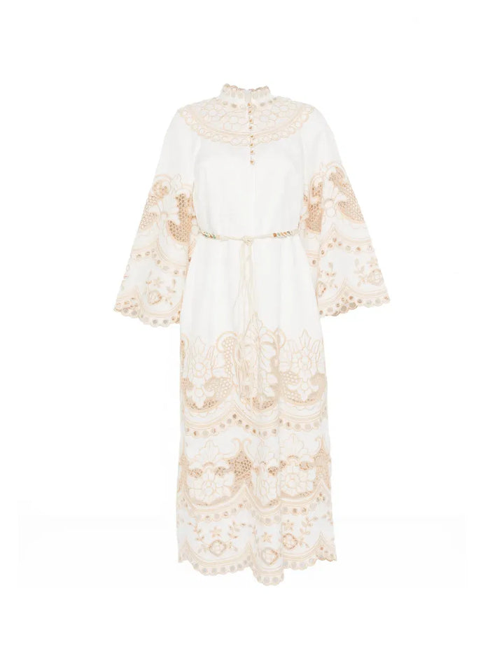 embroidered midi dress