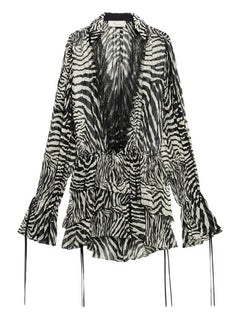 lace-trim zebra-print mini dress