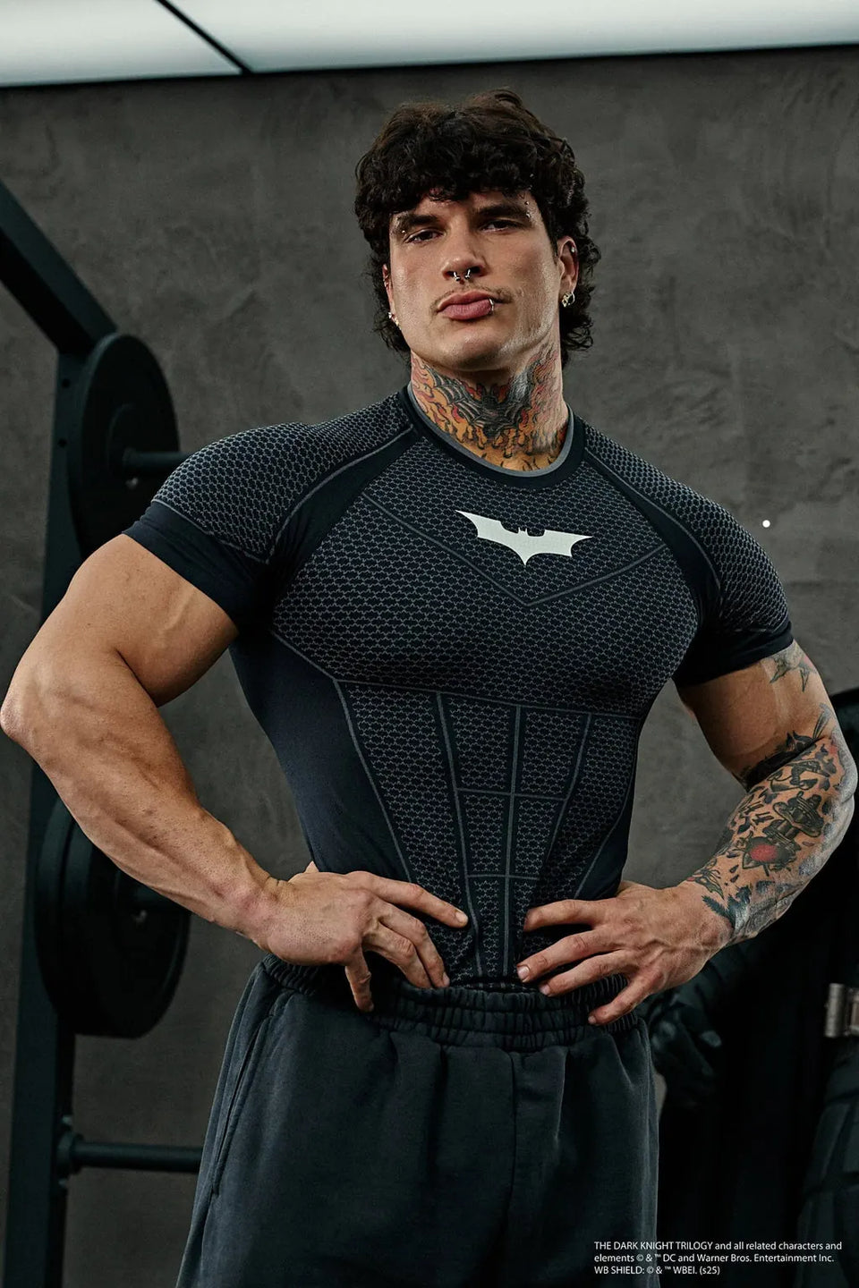 YoungLA 4259 Batman Compression T-Shirt Grey