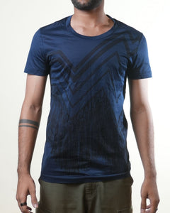 Versace Navy Blue Black Print T-Shirt (S)