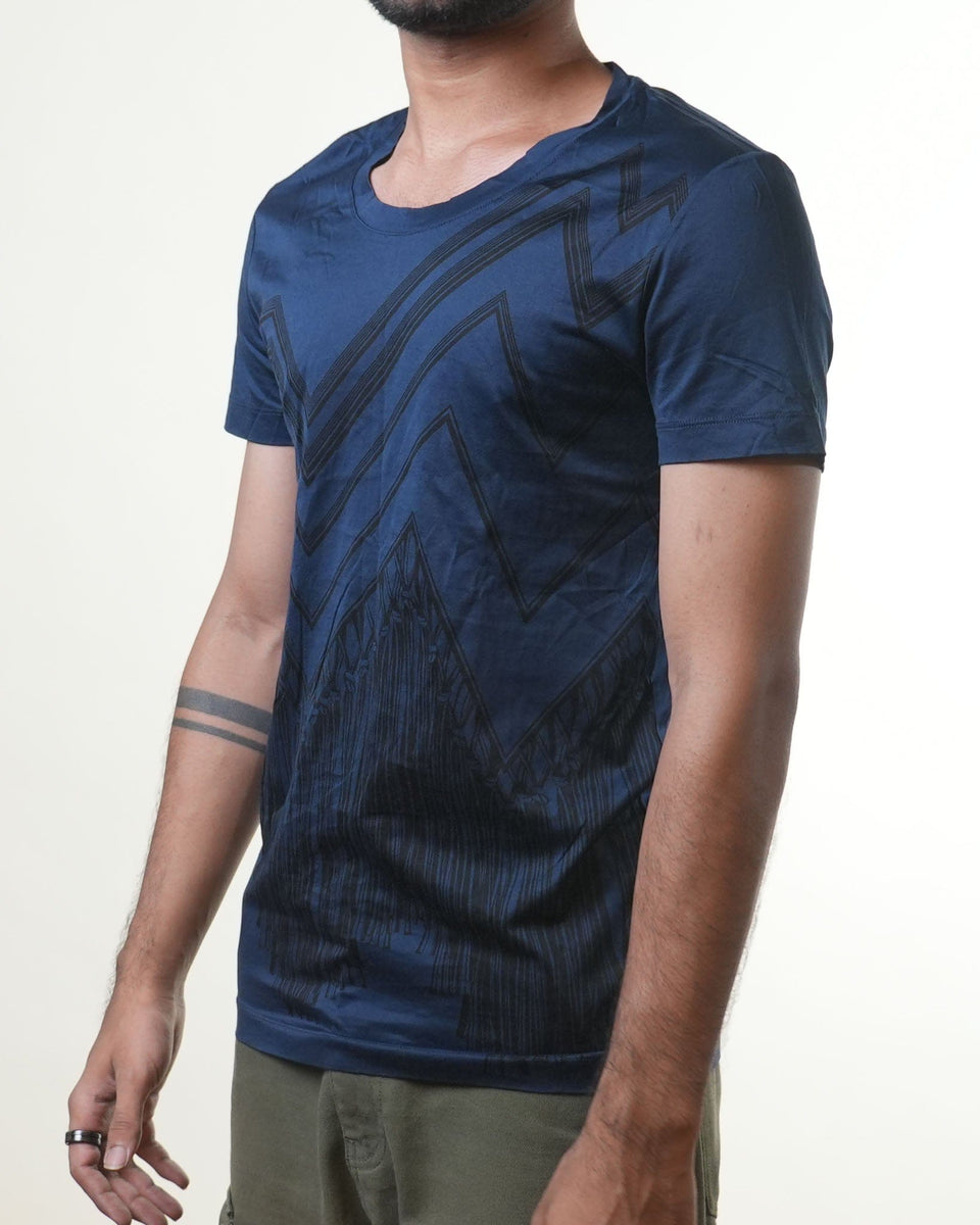 Versace Navy Blue Black Print T-Shirt (S)