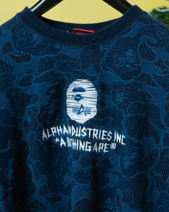 Bape x Alpha Industries Crewneck Sweater Navy (XL)