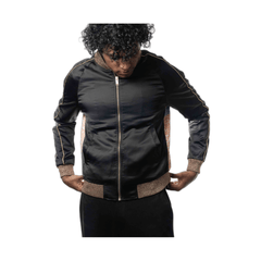 Yves Saint Laurent Black Sequins Baby Bomber Jacket (M)