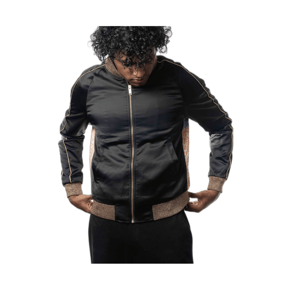 Yves Saint Laurent Black Sequins Baby Bomber Jacket (M)