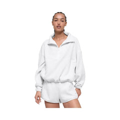 Alo Women's Polar Fleece Retreat Cover Up - White Heather Grey